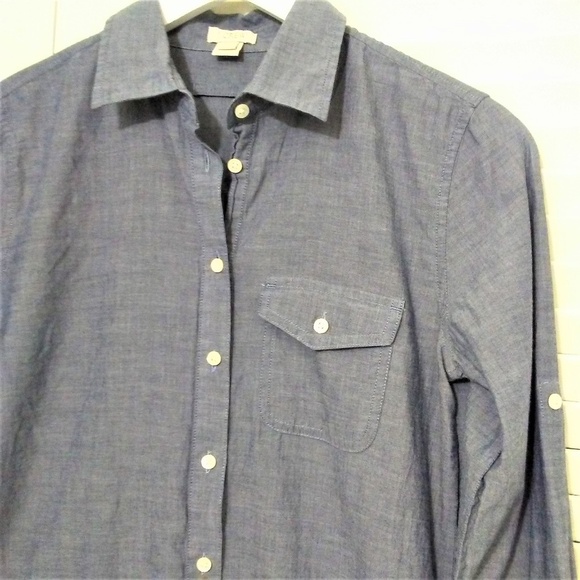 J. Crew Chambray Roll Tab Tunic Shirt Size XXS - Picture 6 of 8